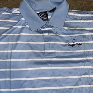 Orange Lake Ahead Golf Polo Blue Stripe Mens XL